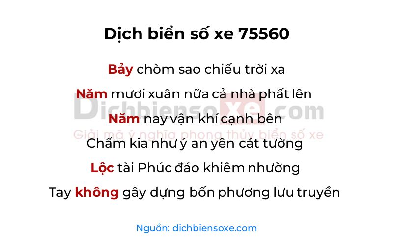 Dịch thơ biển số 75560