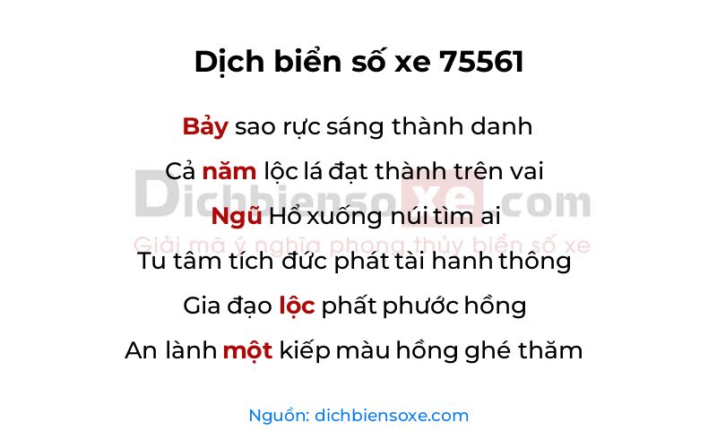Dịch thơ biển số 75561
