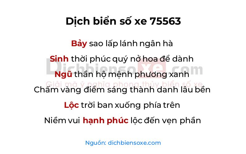 Dịch thơ biển số 75563