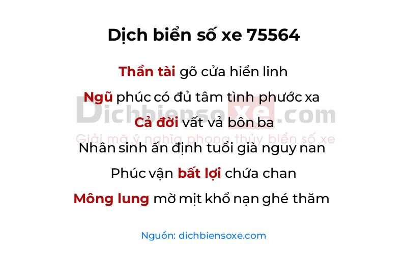 Dịch thơ biển số 75564