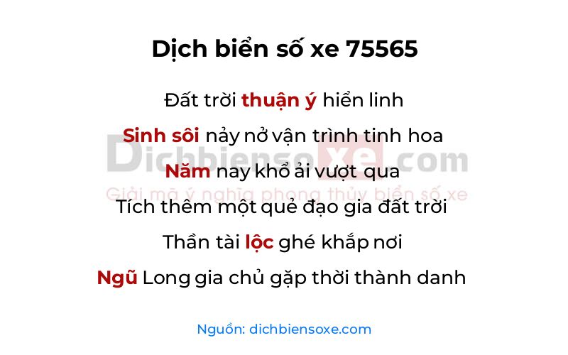 Dịch thơ biển số 75565
