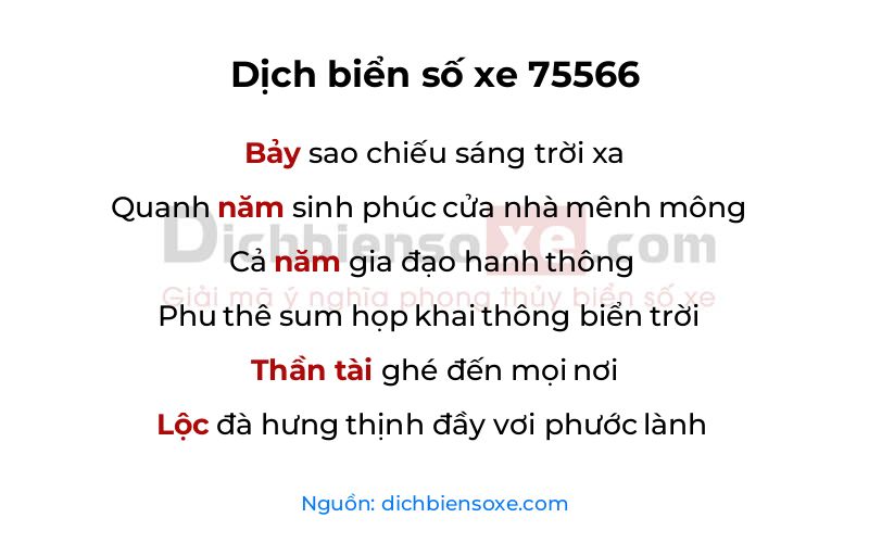 Dịch thơ biển số 75566