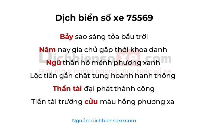 Dịch thơ biển số 75569