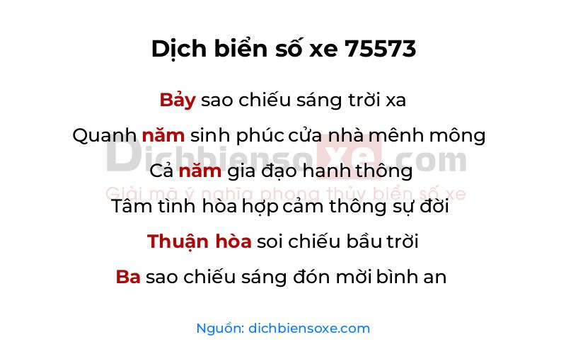 Dịch thơ biển số 75573
