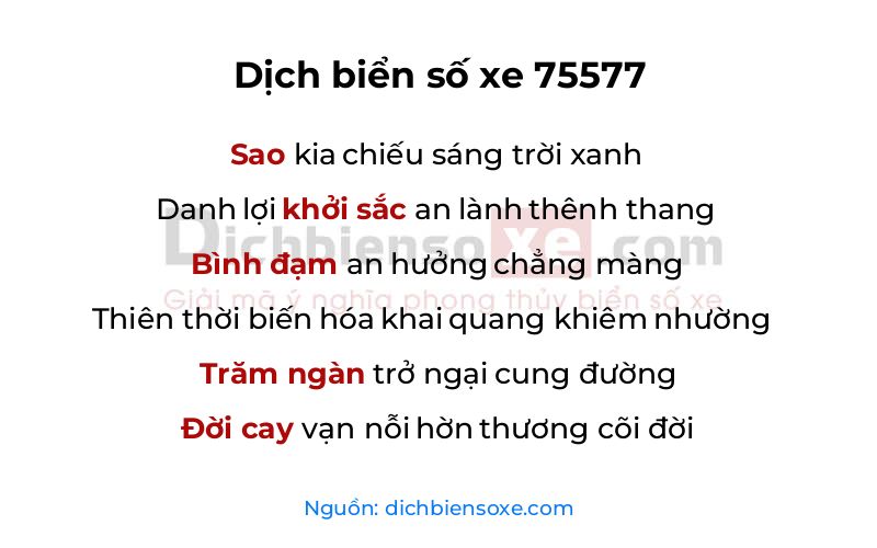 Dịch thơ biển số 75577