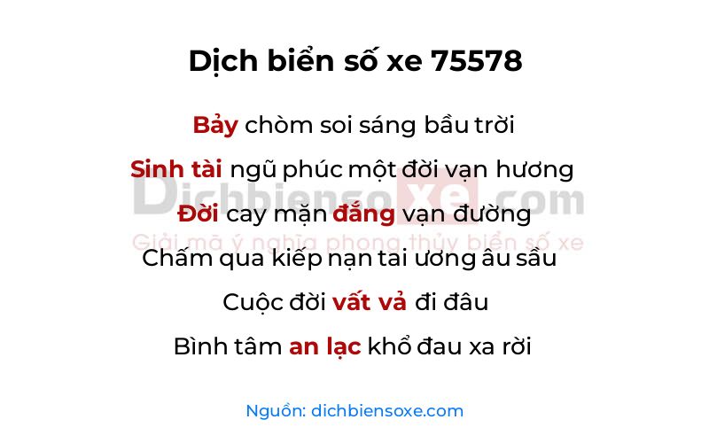 Dịch thơ biển số 75578
