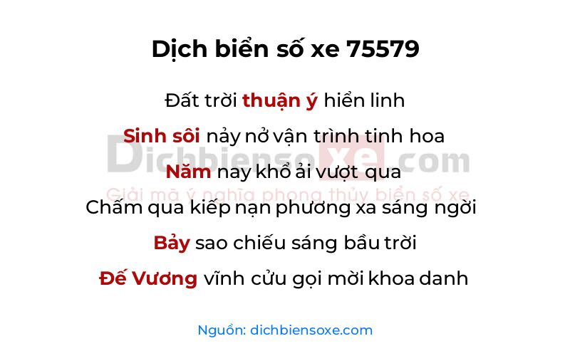 Dịch thơ biển số 75579