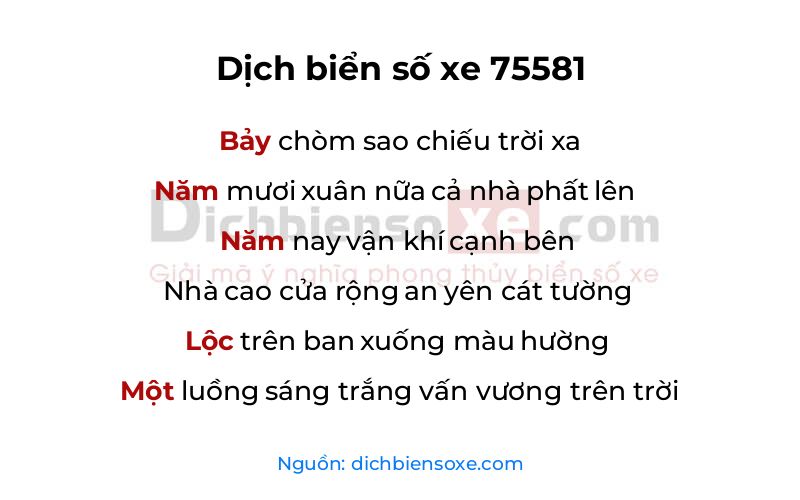 Dịch thơ biển số 75581