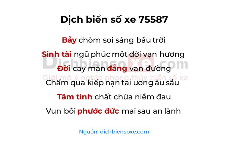 Dịch thơ biển số 75587
