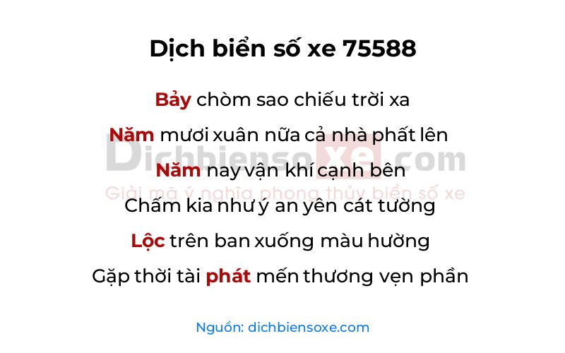 Dịch thơ biển số 75588