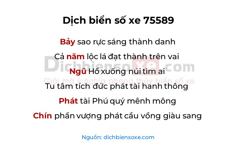 Dịch thơ biển số 75589