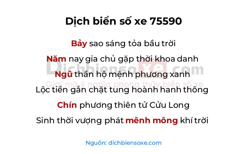Dịch thơ biển số 75590