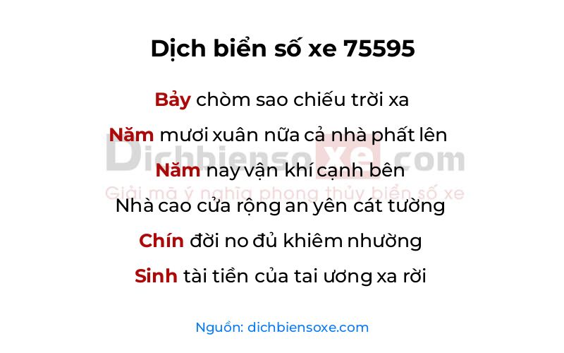 Dịch thơ biển số 75595