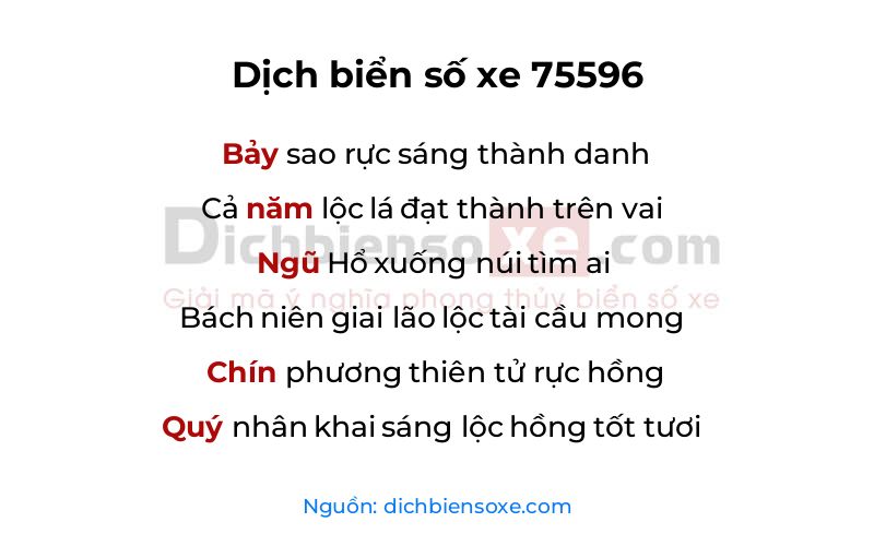 Dịch thơ biển số 75596
