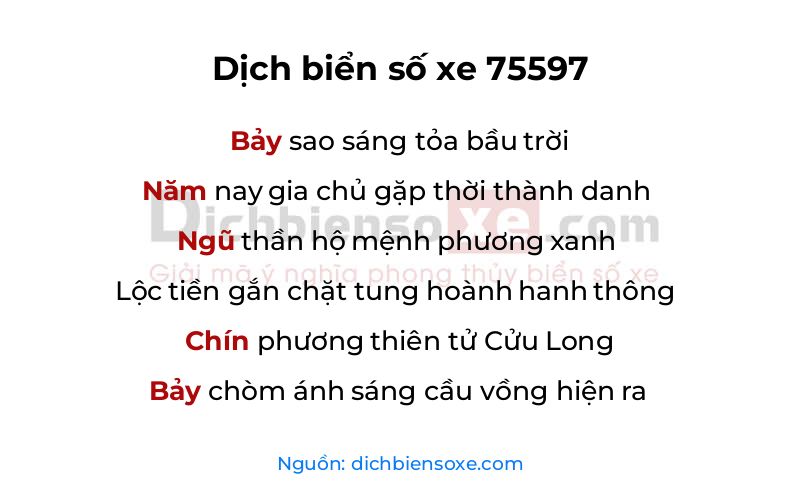 Dịch thơ biển số 75597