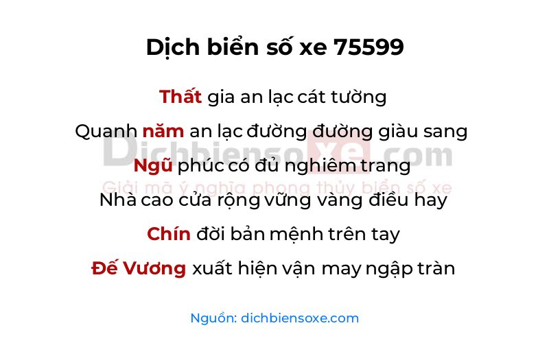 Dịch thơ biển số 75599