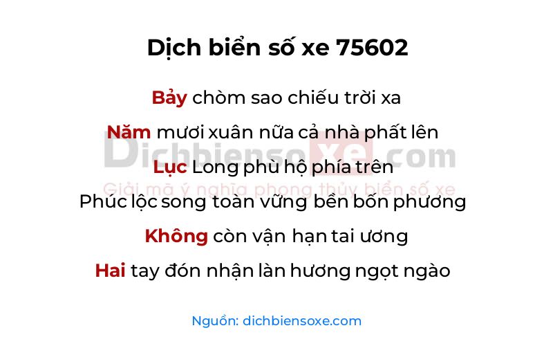 Dịch thơ biển số 75602