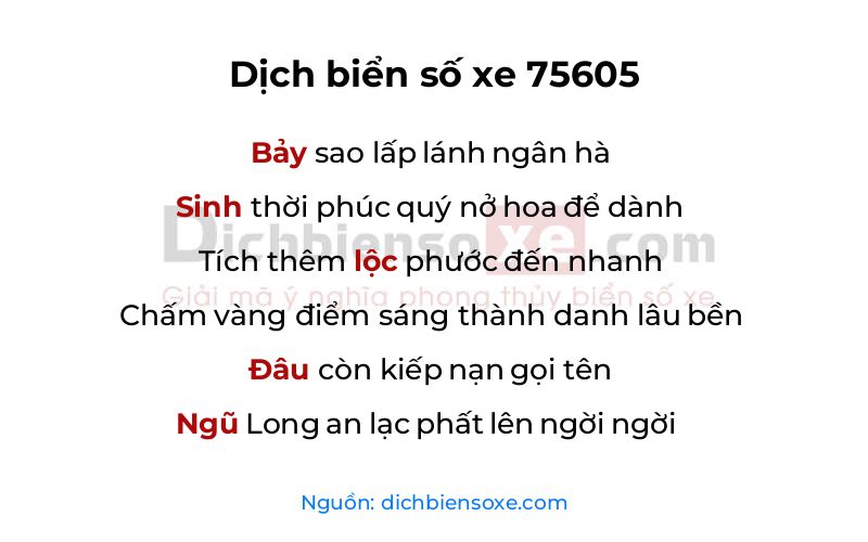 Dịch thơ biển số 75605
