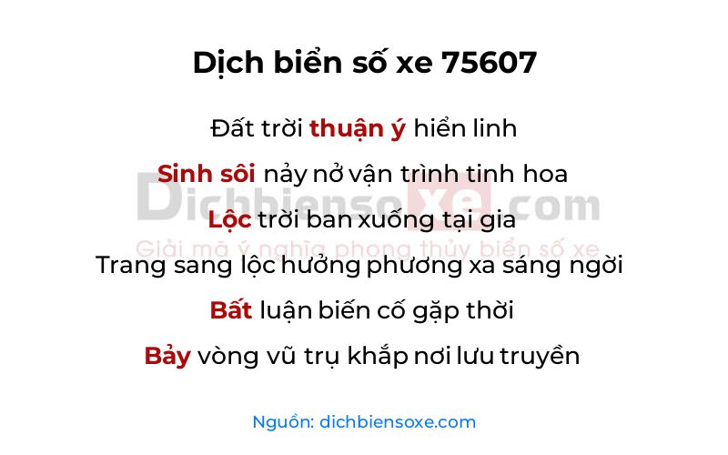 Dịch thơ biển số 75607