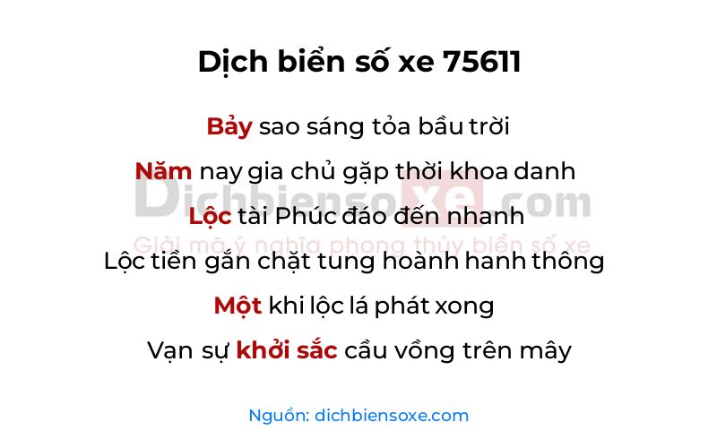 Dịch thơ biển số 75611