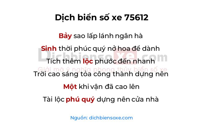 Dịch thơ biển số 75612