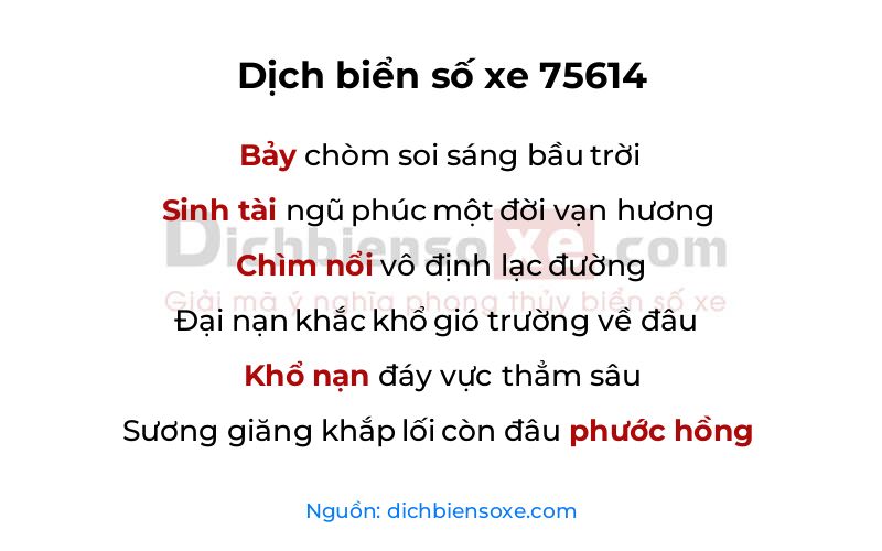 Dịch thơ biển số 75614
