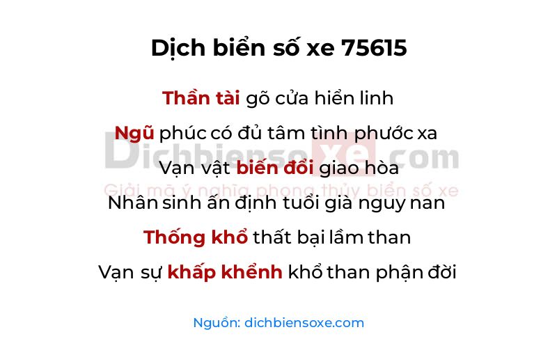 Dịch thơ biển số 75615