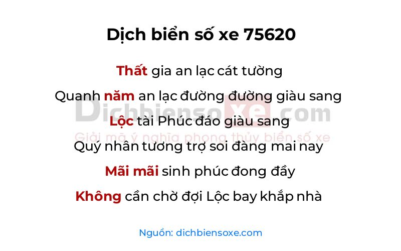 Dịch thơ biển số 75620