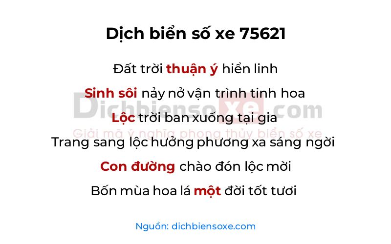 Dịch thơ biển số 75621