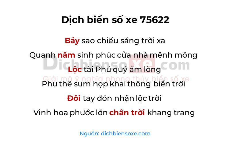 Dịch thơ biển số 75622
