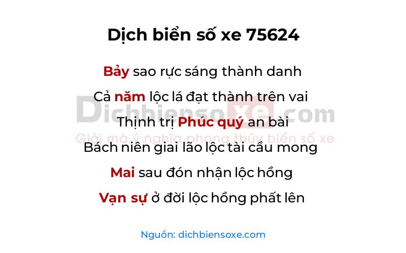 Dịch thơ biển số 75624