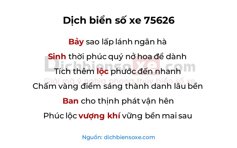 Dịch thơ biển số 75626