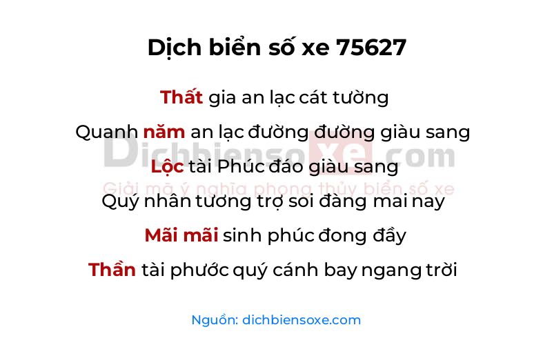 Dịch thơ biển số 75627