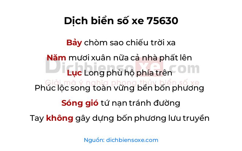 Dịch thơ biển số 75630