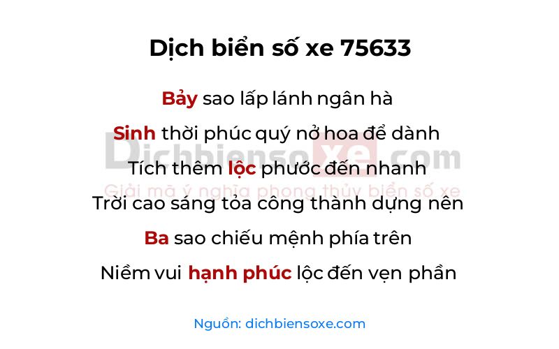 Dịch thơ biển số 75633