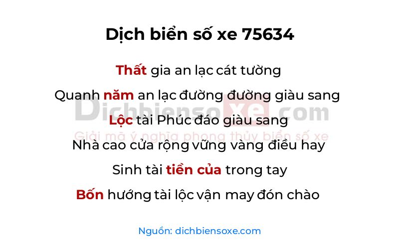 Dịch thơ biển số 75634