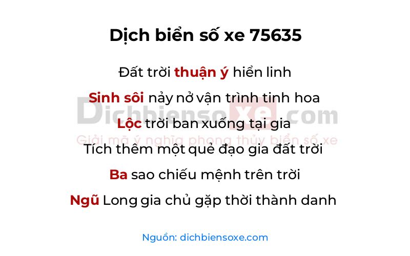 Dịch thơ biển số 75635