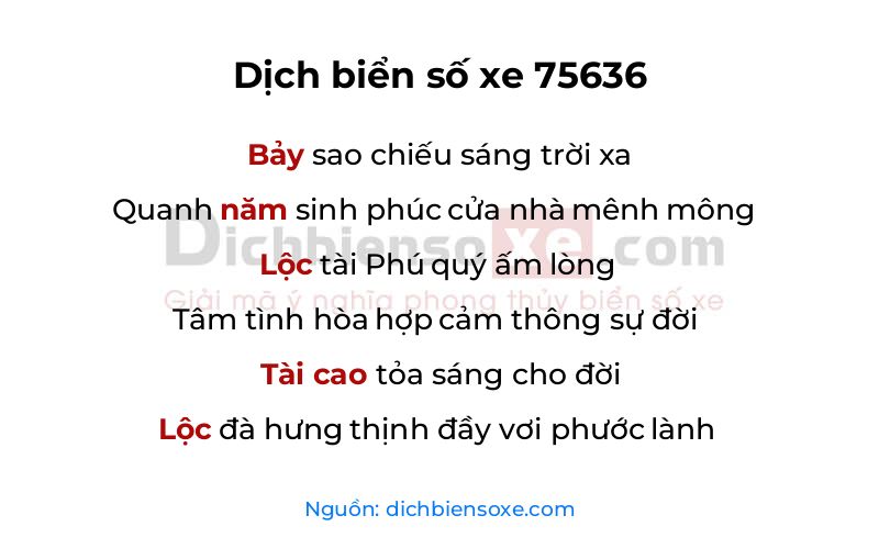 Dịch thơ biển số 75636