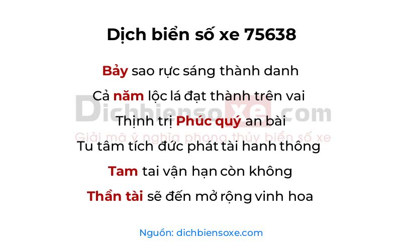 Dịch thơ biển số 75638