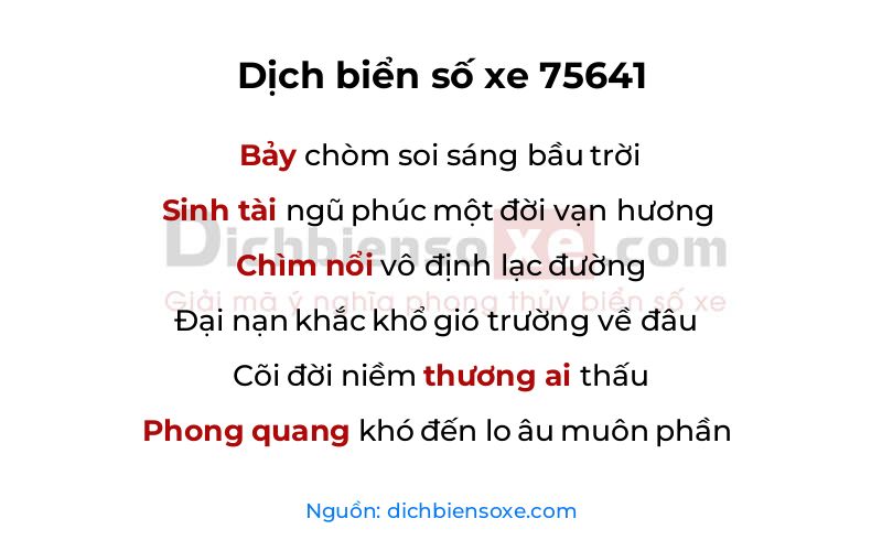 Dịch thơ biển số 75641