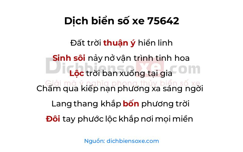 Dịch thơ biển số 75642