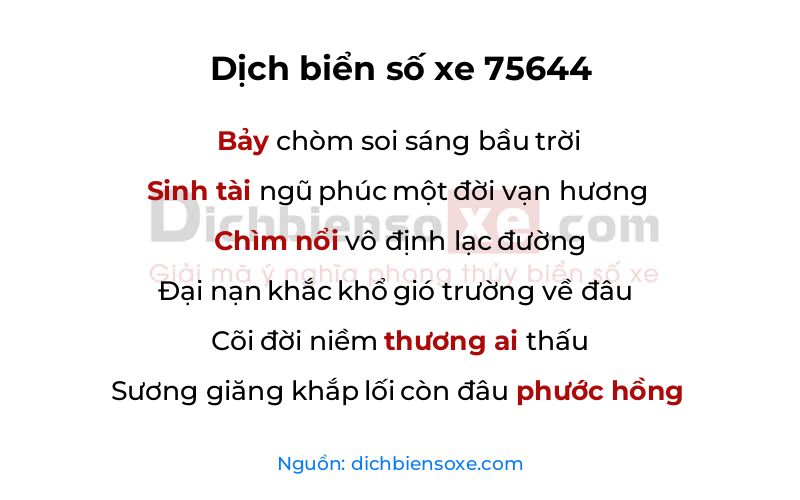 Dịch thơ biển số 75644