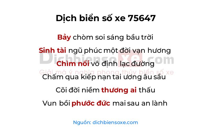 Dịch thơ biển số 75647