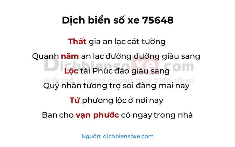 Dịch thơ biển số 75648