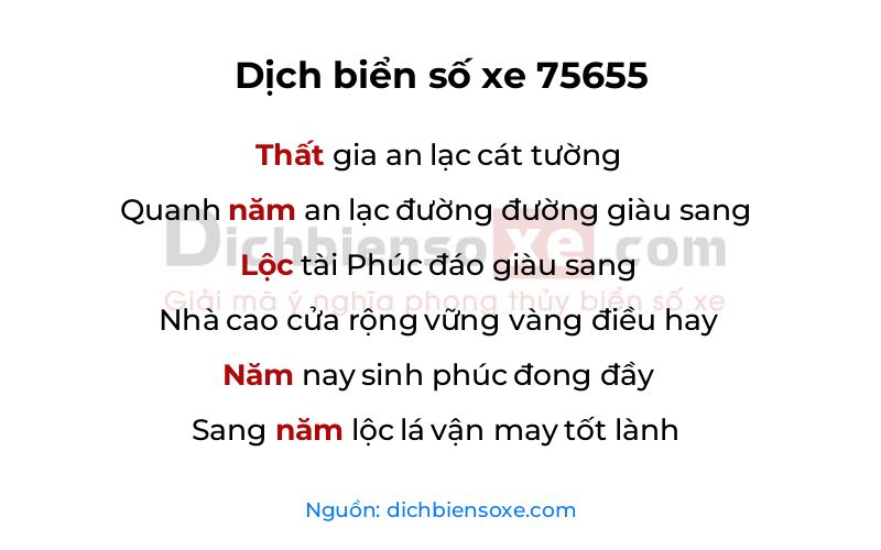 Dịch thơ biển số 75655