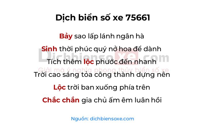 Dịch thơ biển số 75661