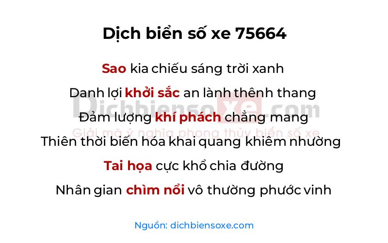 Dịch thơ biển số 75664
