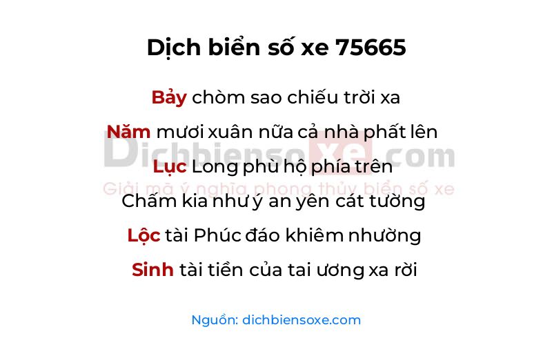 Dịch thơ biển số 75665