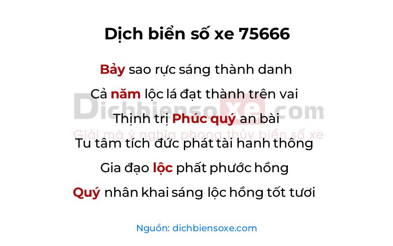 Dịch thơ biển số 75666