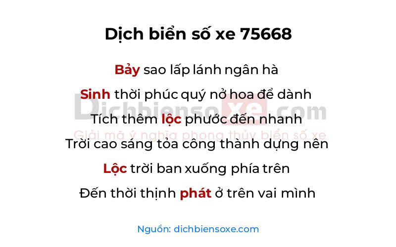 Dịch thơ biển số 75668